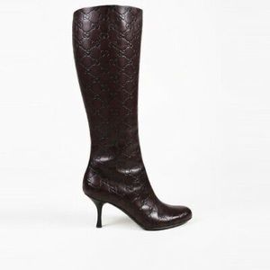 Gucci Guccissima Gg Monogram Leather Boots Knee High